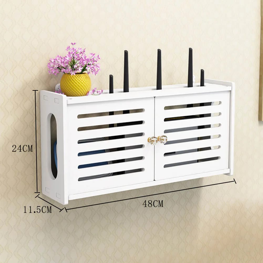 Caja organizadora de pared para router inalámbrico y WiFi. Soporte decorativo para cables y fuentes de alimentación, ideal para sala de estar.